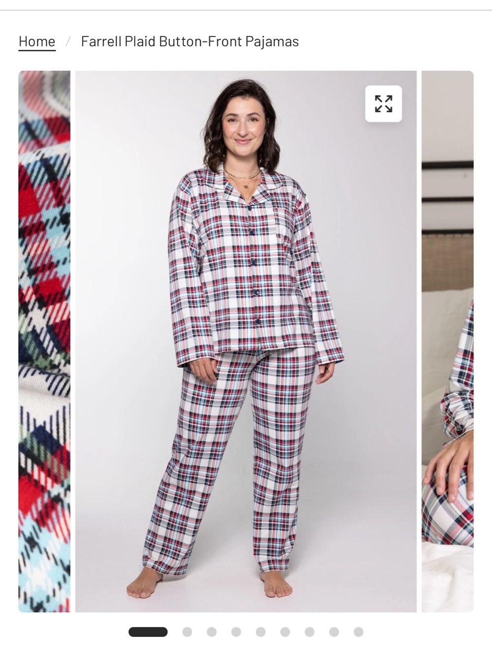 Pajamagram Farrell Plaid Button-Front Pajamas in Red Plaid Women’s Large